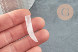 Pendentif corne quartz rose,creation bijou pietre, pendentif pierre,pierre naturelle,quartz rose naturel, pierre non percée,38mm, x1 (G2903)