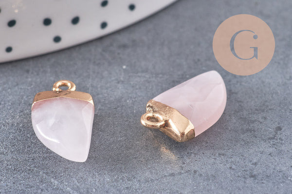 Pendentif corne quartz rose,pendentif bijoux, quartz rose naturel, pendentif jade,21mm, x1 (G1513)
