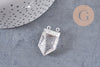 Pendentif cristal hexagone argenté,pendentif bijoux,pendentif pierre,quartz transparent ,28mm x1 (G3278)