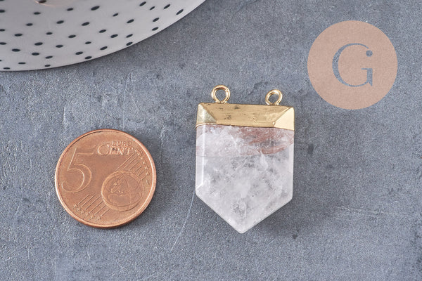 Pendentif cristal hexagone, pendentif bijoux,pendentif pierre,quartz transparent naturel,28mm x1 (G2485)