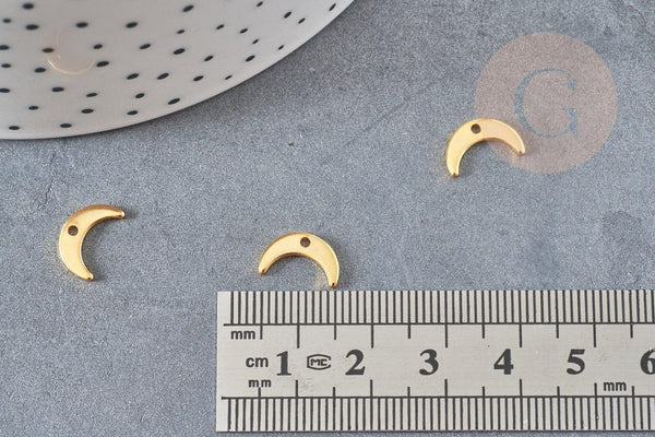Pendentif croissant de lune acier 304 inoxydable doré 11mm,x10 (G6154)