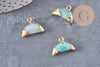Pendentif croissant lune amazonite doré,lune amazonite, amazonite naturelle,18mm x1 (G1208)