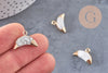 Pendentif croissant lune howlite naturelle doré 18mm, pendentif bijoux pierre naturelle x1 (G1206)