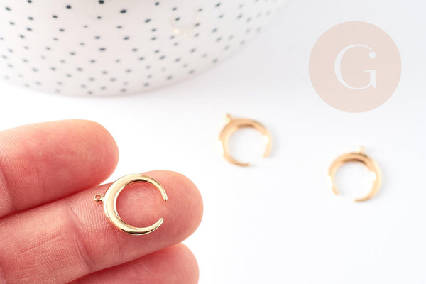 Pendentif croissant lune laiton doré 18k,perle lune,fourniture dorée,Pendentif lune doré,laiton doré,16mm, x1 G3704