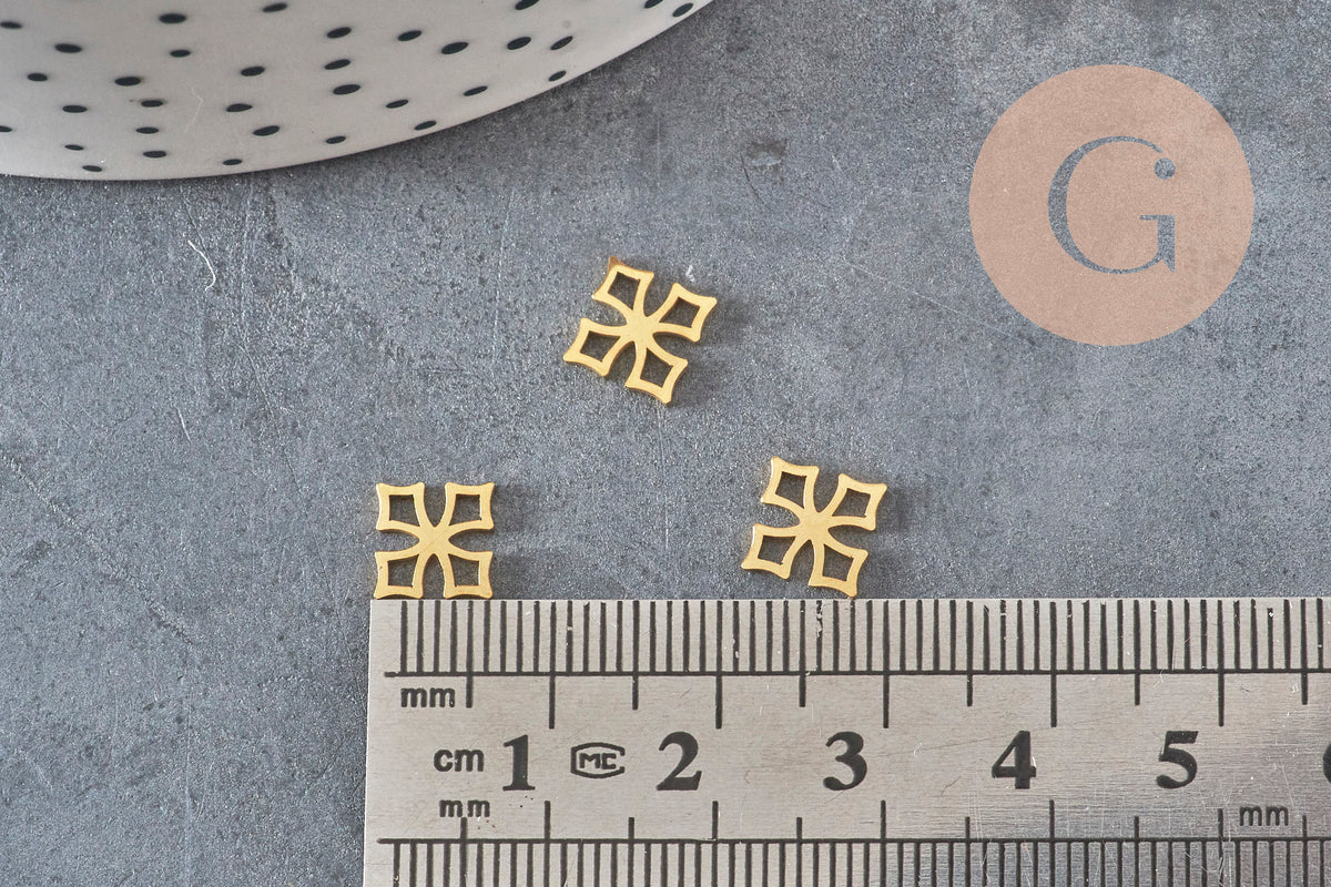 Pendentif croix acier 304 doré inoxydable 10mm, x1 (G11361)-Breloques et pendentifs-Gingerlily Perles