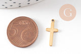 Pendentif croix acier doré inoxydable 19mm, un bijou en acier hypoallergénique sans libération de nickel, x5 (G6060)