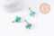 Pendentif croix aventurine verte naturelle acier inoxydable platine 24mm, x1 (G10070)