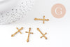 Pendentif croix laiton brut 25mm, x10 (G1503)