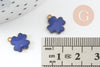 Pendentif croix laiton brut émail bleu 10mm, breloque laiton création bijoux DIY, x10 G3581
