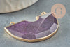 Pendentif demi-cercle améthyste fer doré 41mm,pendentif bijoux,lune améthyste,pendentif pierre améthyste naturelle, x1 G2331