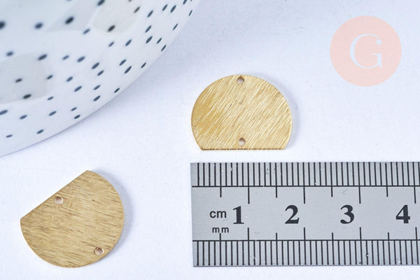 Pendentif demi cercle brossé laiton brut 18x15mm, x2 (G6535)