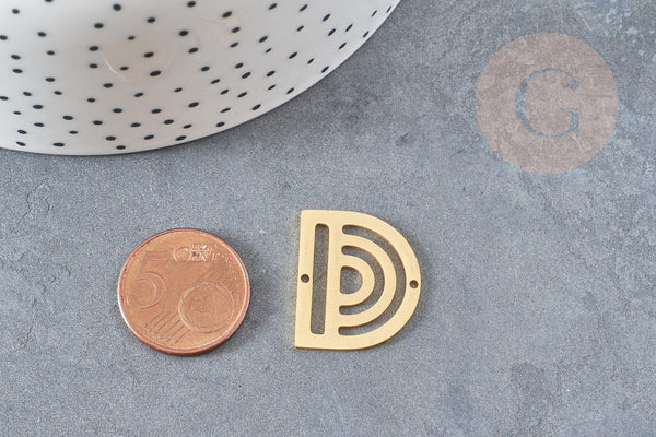 Pendentif demi-cercle géométrique acier 201 inoxydable doré 18K 23.5mm, breloque acier inoxydable doré sans nickel, x1 G4598