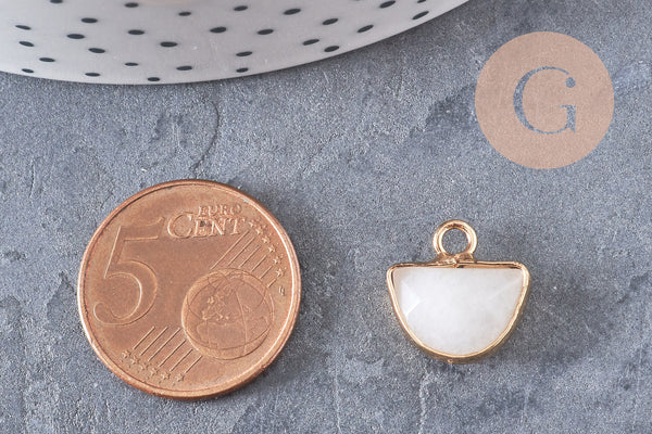 Pendentif demi-cercle jade blanc, pendentif bijoux, pendentif pierre,jade naturel,pendentif pierre, pendentif,13.5mm, x1, G2844