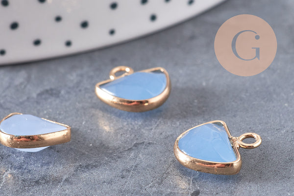 Pendentif demi-cercle jade bleu 13.5mm, pendentif bijoux, pendentif pierre, x1 (G0767)