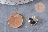 Pendentif demi-cercle jade noir, pendentif bijoux, pendentif pierre,jade naturel,pendentif pierre, pendentif,13.5mm, x1, G0842