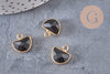 Pendentif demi-cercle jade noir, pendentif bijoux, pendentif pierre,jade naturel,pendentif pierre, pendentif,13.5mm, x1, G0842