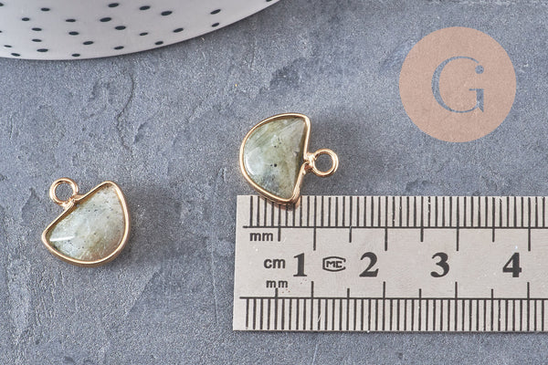 Pendentif demi-cercle labradorite, pendentif bijoux, pendentif pierre,labradorite naturelle,pendentif pierre ,13.5mm, x1-G1085