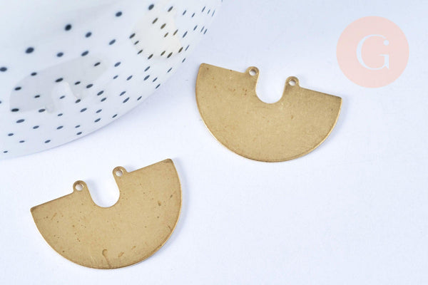 Pendentif demi-cercle laiton brut 33x22mm, x1 (G6529)