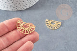 Pendentif demi-cercle soleil acier doré 17.5mm, breloque acier inoxydable doré, pendentif sans nickel, x1 G6128