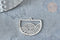 Pendentif demi-cercle vagues argenté acier inoxydable 24mm, création bijoux acier inoxydable, x1 G7608