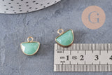 Pendentif demi-lune aventurine naturelle,création bijoux,13.5mm X1 (G2883)