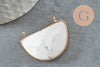 Pendentif demi-lune howlite naturelle laiton doré 32mm, x1 (G0782)