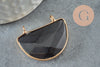 Pendentif demi-lune jade naturel noir teinté laiton doré32mm,création bijoux pierre naturelle, x1 G5887