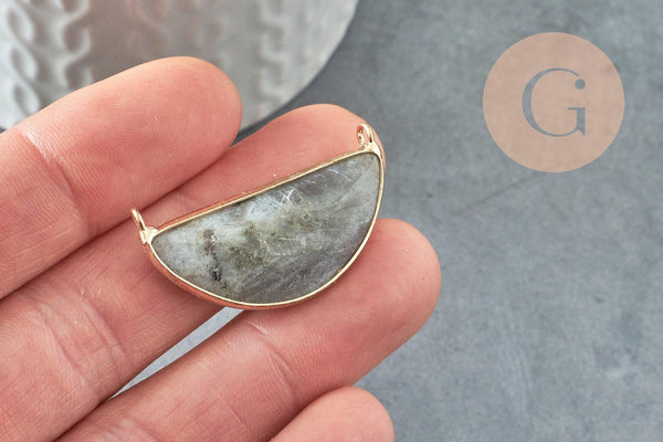 Pendentif demi-lune labradorite naturelle laiton doré 36mm,creation bijou pierre naturelle x1 G0447