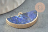 Pendentif demi-lune lapis lazuli naturel fer doré 27mm,Pendentif création bijoux pierre naturelle x1 G3941