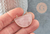 Pendentif demi-lune quartz rose naturel laiton doré 32mm,création bijoux litothérapie, x1 G0740