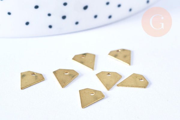 Pendentif diamant laiton brut 9.5x8mm, breloque création bijoux laiton brut, les 10, G6546