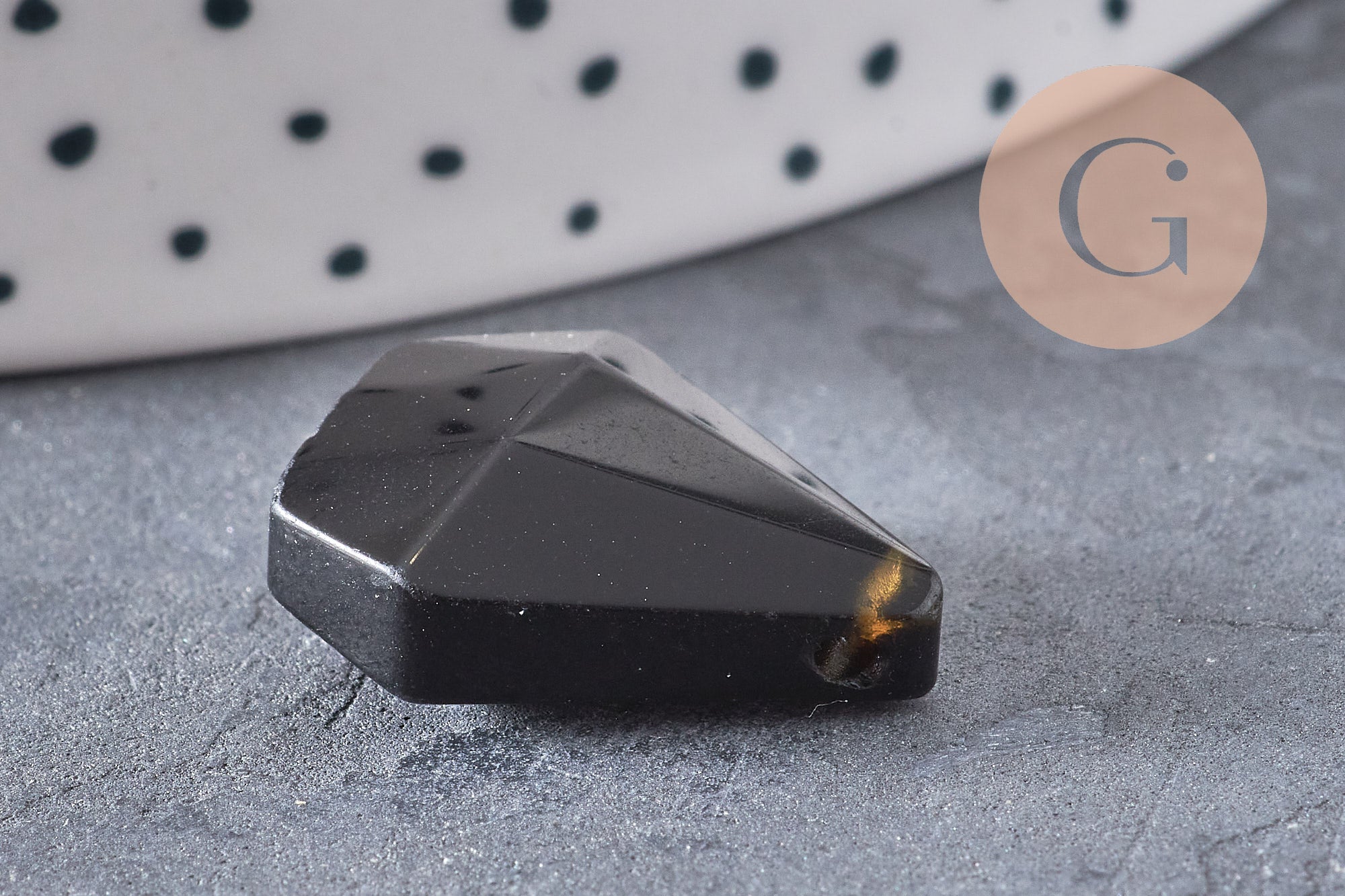 Pendentif diamant obsidienne, fournitures créatives, pendentif pierre, obsidienne naturelle,création bijoux, pierre naturelle, 29mm, x1, G3546