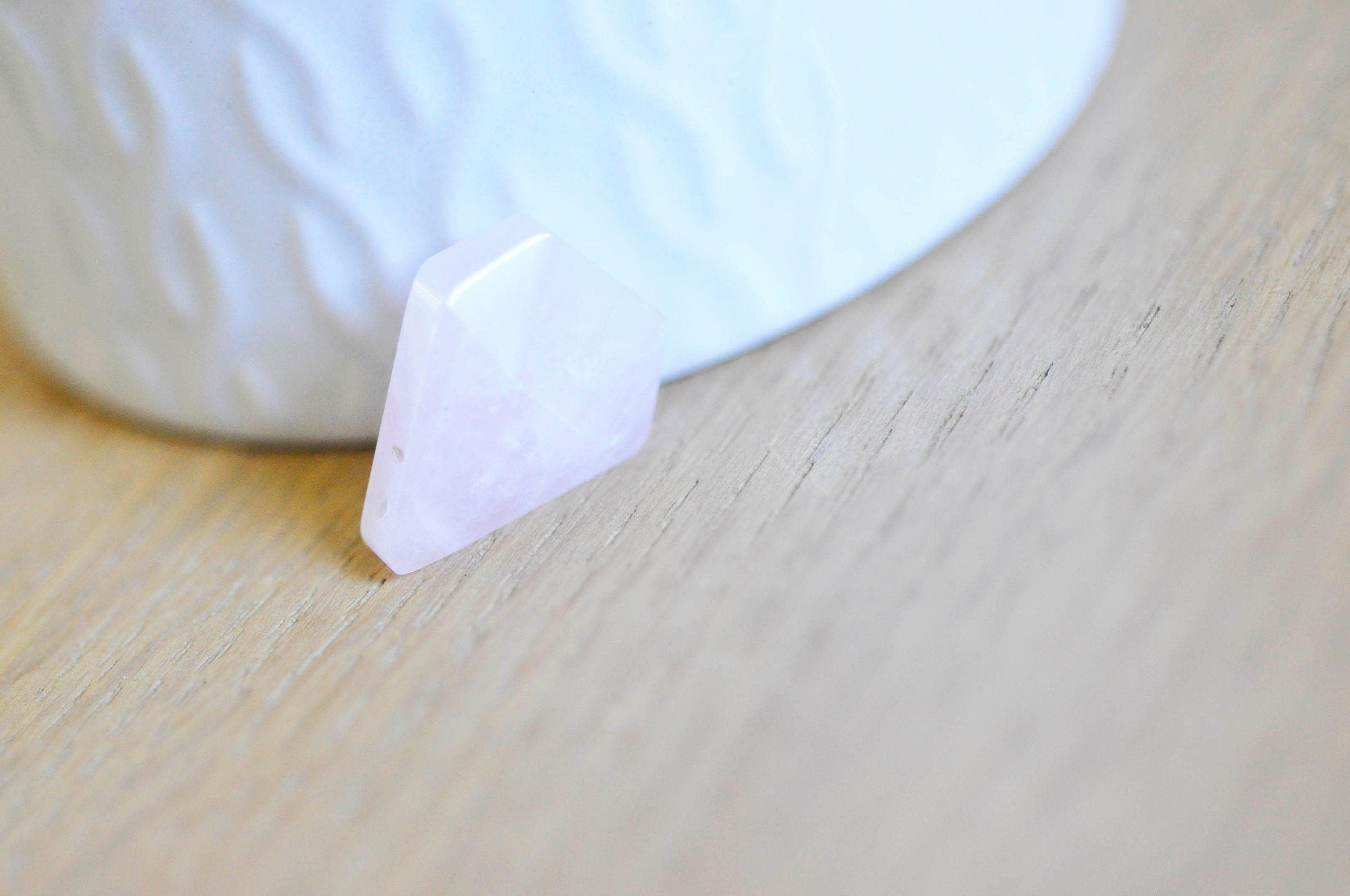 Pendentif diamant quartz rose naturel 21mm, x1 (G6277)