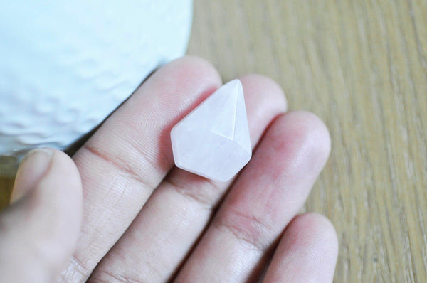 Pendentif diamant quartz rose,Pendentif pour bijoux, pendentif rose,quartz rose naturel,21mm, x1 (G6277)