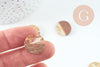 Pendentif disque bois résine paillettes, bois naturel, perle bois rond, perle ronde, bois,18mm, x5 G4540