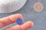 Pendentif rond jade bleu, naturel,pendentif rond,20.5mm, x1 G2173