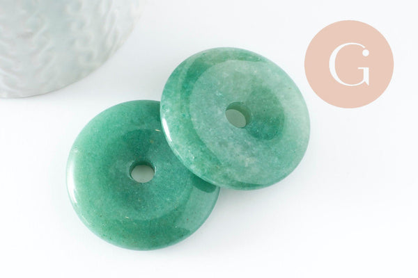 Pendentif donut aventurine verte naturelle 40mm, x1 (G4326)