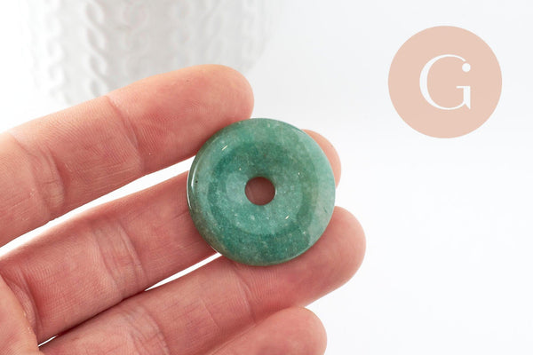 Pendentif donut aventurine verte,pendentif aventurine, aventurine verte naturelle, pendentif pierre cercle,28-30mm, x1 (G2191)