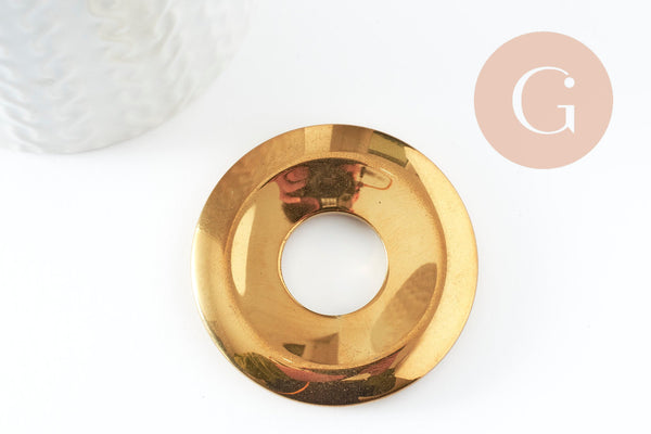 Pendentif donut hématite dorée non magnétique ,création bijoux pierre, x1 (G3680)