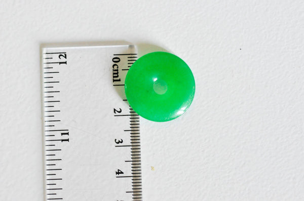 Pendentif donut jade vert teinté,pendentif jade, pendentif pierre,jade naturel, jade vert,jade vert naturel, Unité, 23mm-G1049