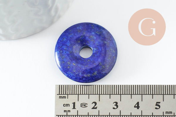Pendentif donut lapis lazulis 30-31mm, un,pendentif bijoux pierre en lapis lazuli naturel pour la création de bijoux, x1 (G3202)