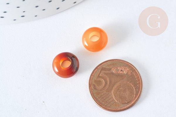 Pendentif donut perle rondelle cornaline création bijoux 10mm, création bijou pierre, x 2 (G7657)