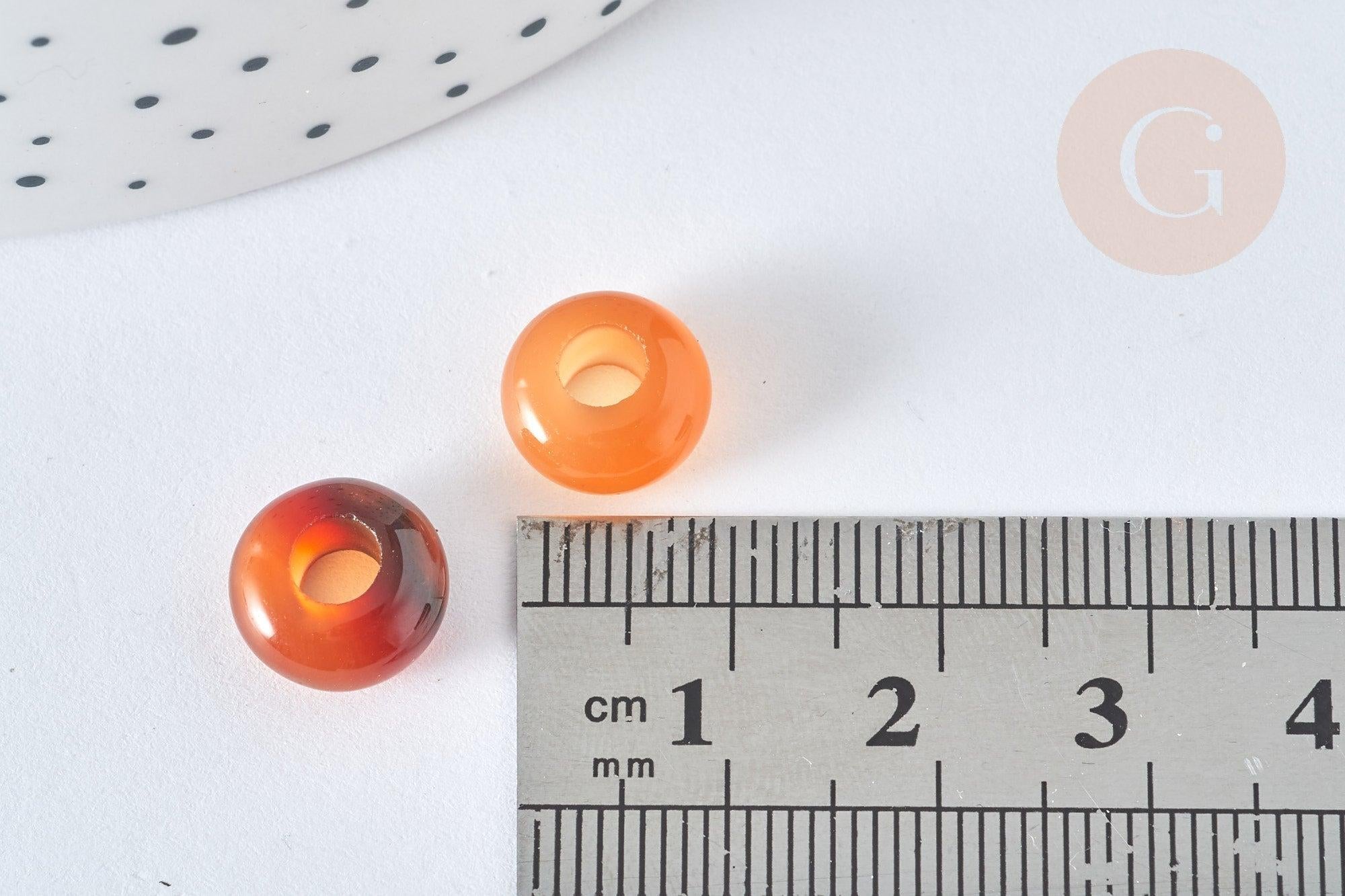 Pendentif donut perle rondelle cornaline création bijoux 10mm, création bijou pierre, x 2 (G7657)