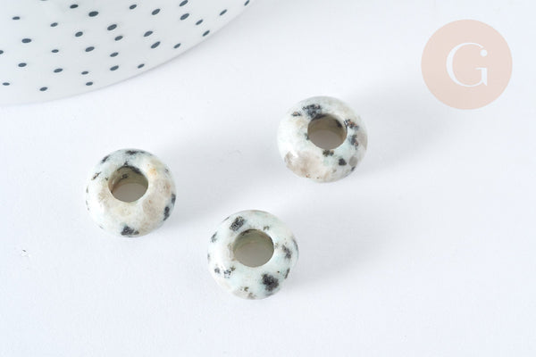 Pendentif donut perle rondelle jaspe sésame création bijoux 14mm, création bijoux pierre, x 2 (G7560)