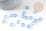 Pendentif donut verre bleu 10x3mm, x 10 (3.3g) (G3668)