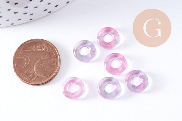 Pendentif donut verre jaune violet 10x3mm, x10 (G3506)
