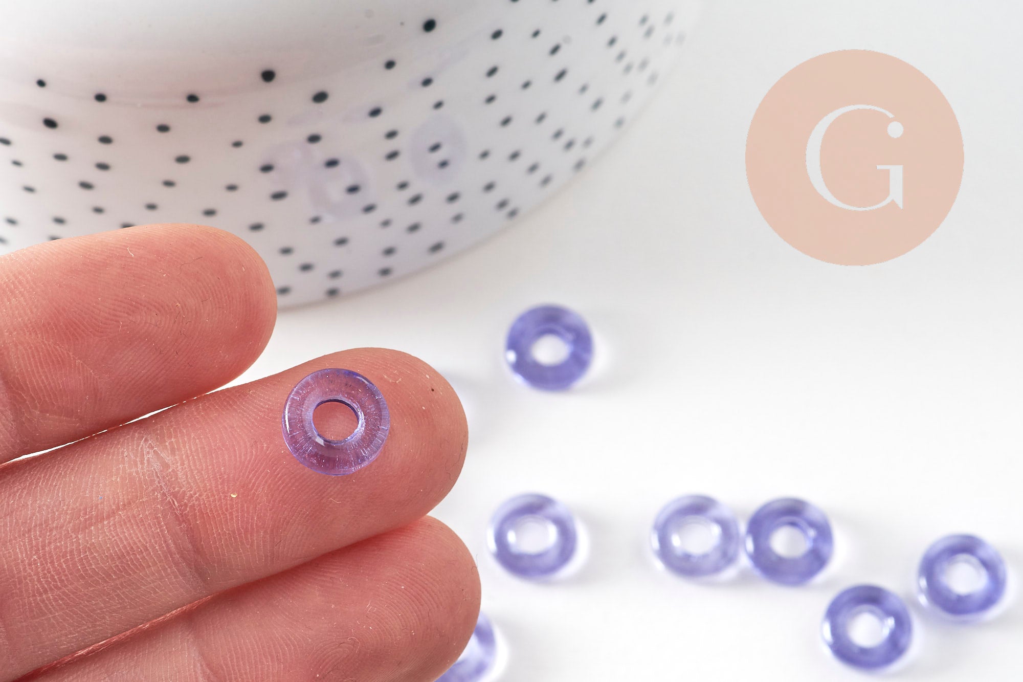 Pendentif donut verre violet 10mm, x10 (3.3g) (G3507)