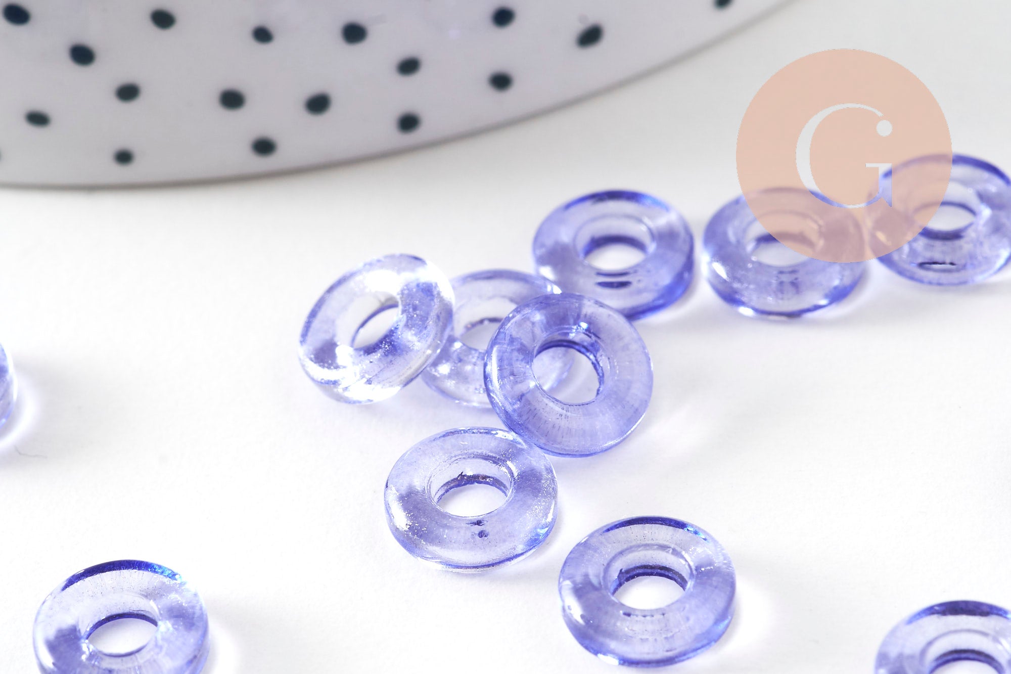 Pendentif donut verre violet 10mm, x10 (3.3g) (G3507)