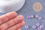Pendentif donut verre violet rose feuille d'or 10x3mm, x10 (G10627)