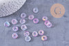 Pendentif donut verre violet rose feuille d'or 10x3mm, x10 (G10627)